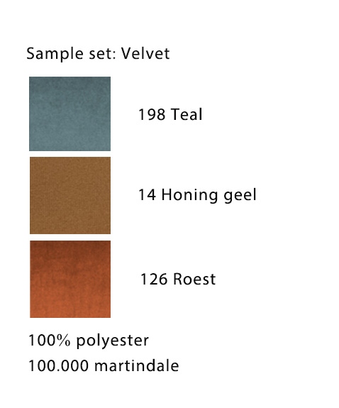 Stofstalenset: VELVET (198 teal - 126- roest -14 honinggeel)