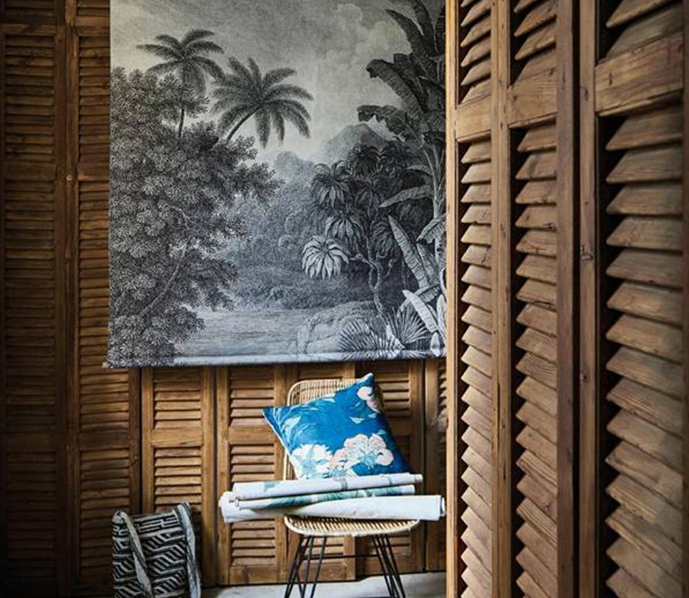 HKLiving Jungle wandkaart schoolplaat canvas XXL Zwart Basiclabel