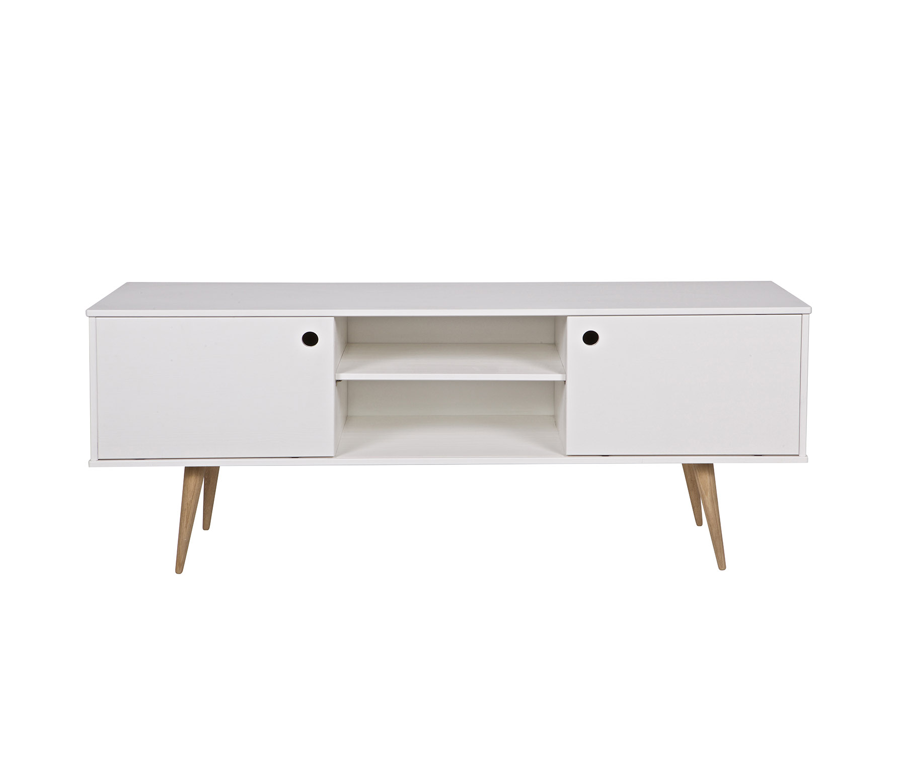 Woood Retro Tv Meubel 60X150X38 Cm Grenenhout Wit woood kopen in de aanbieding