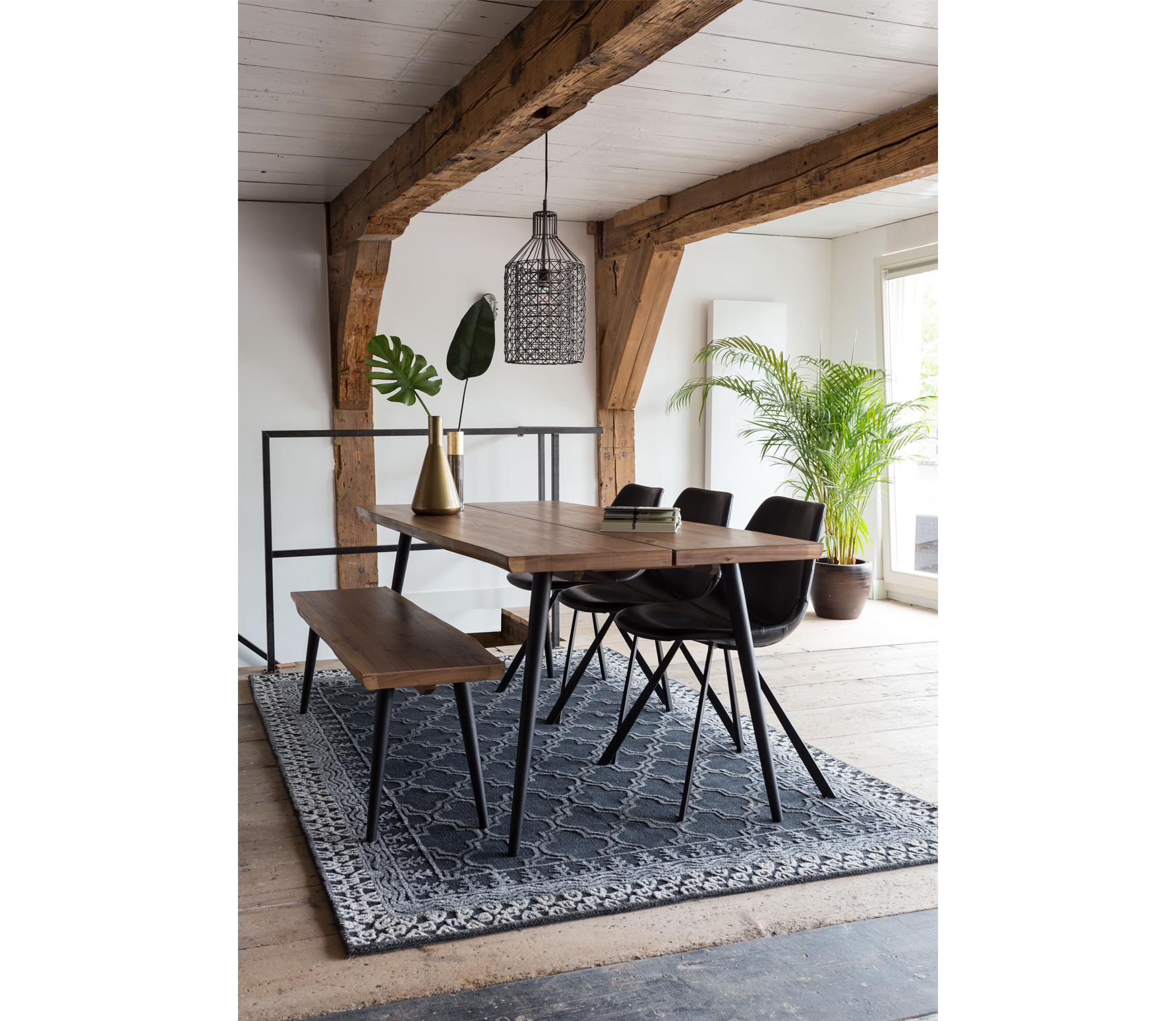 Dutchbone Kasba Vloerkleed 170X240 Cm Wolviscose Antraciet dutchbone kopen in de aanbieding