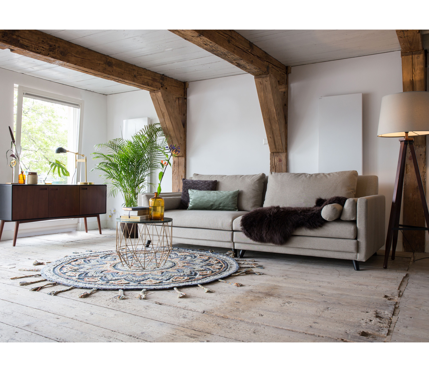 Dutchbone Pix Vloerkleed O170 Cm Wolkatoen Multicolor dutchbone kopen in de aanbieding