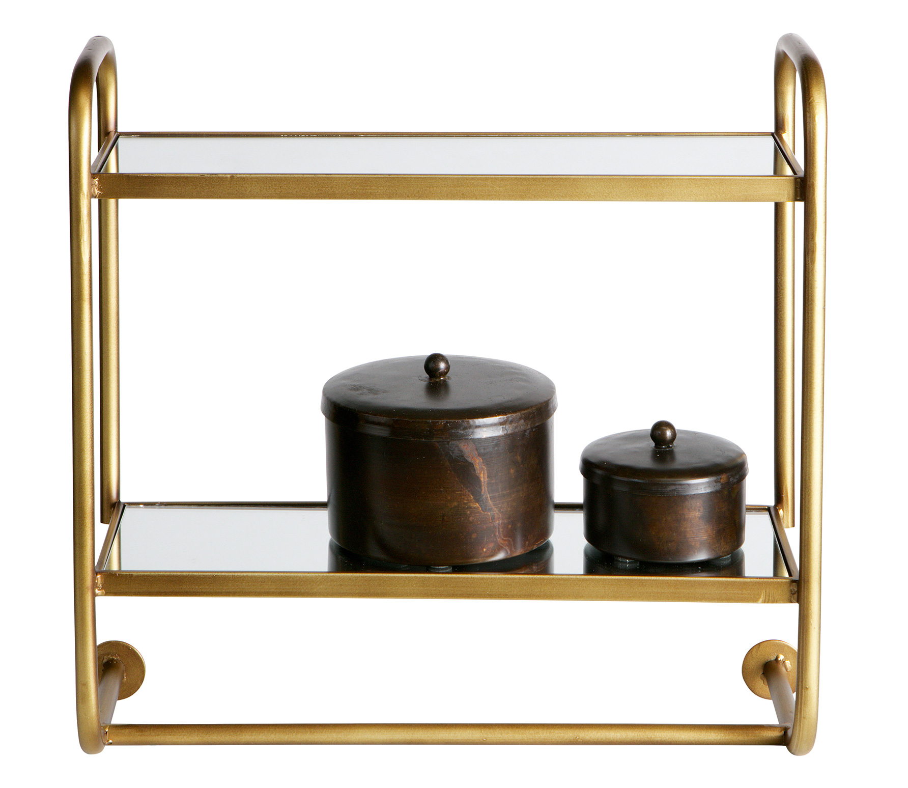 Bepurehome Dressed Wandrek Met Spiegelplanken Antique Brass Metaal bepurehome kopen in de aanbieding