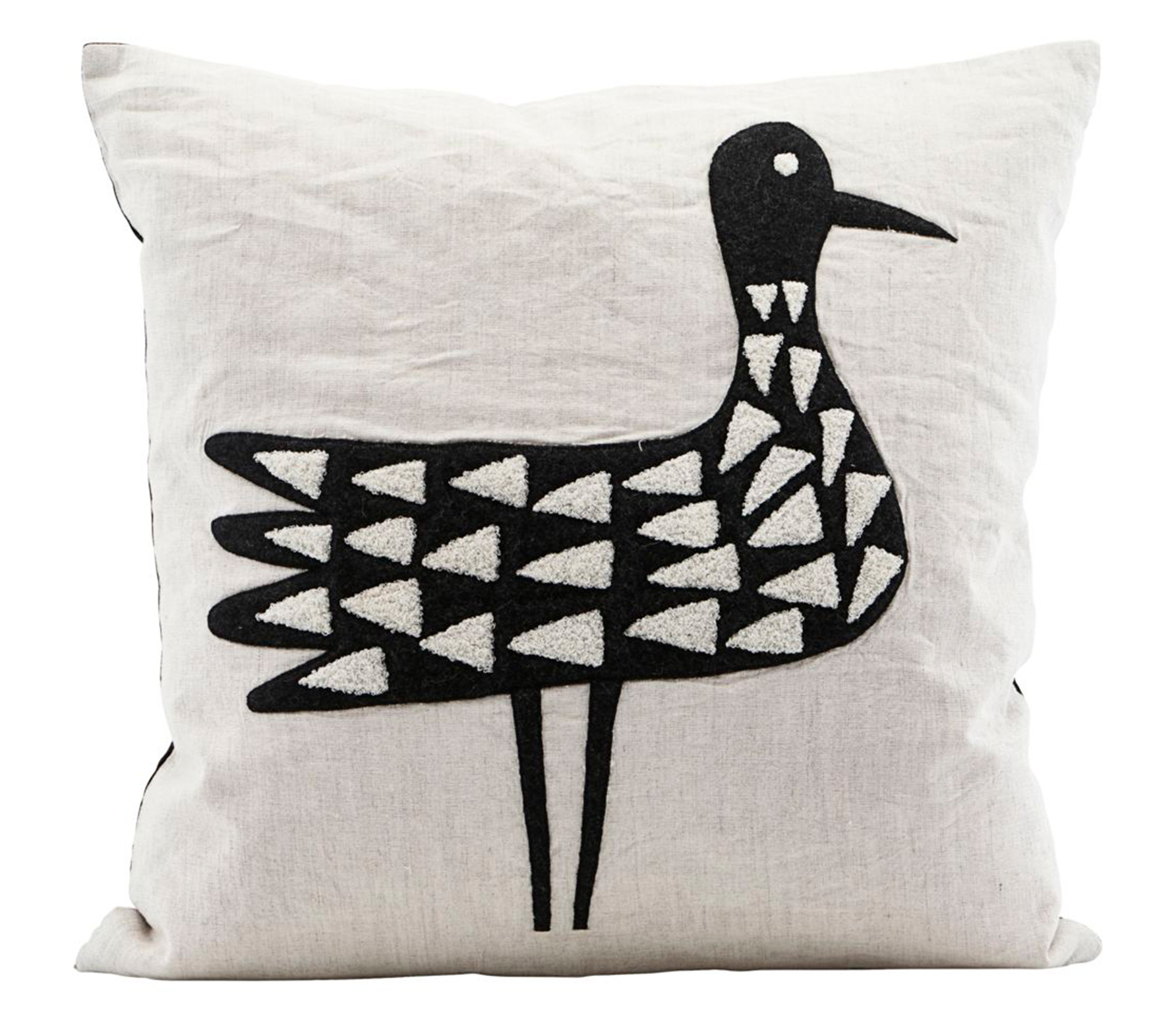 Housedoctor Bird Kussen 50X50 Cm Katoenlinnen Zwart Wit housedoctor kopen in de aanbieding